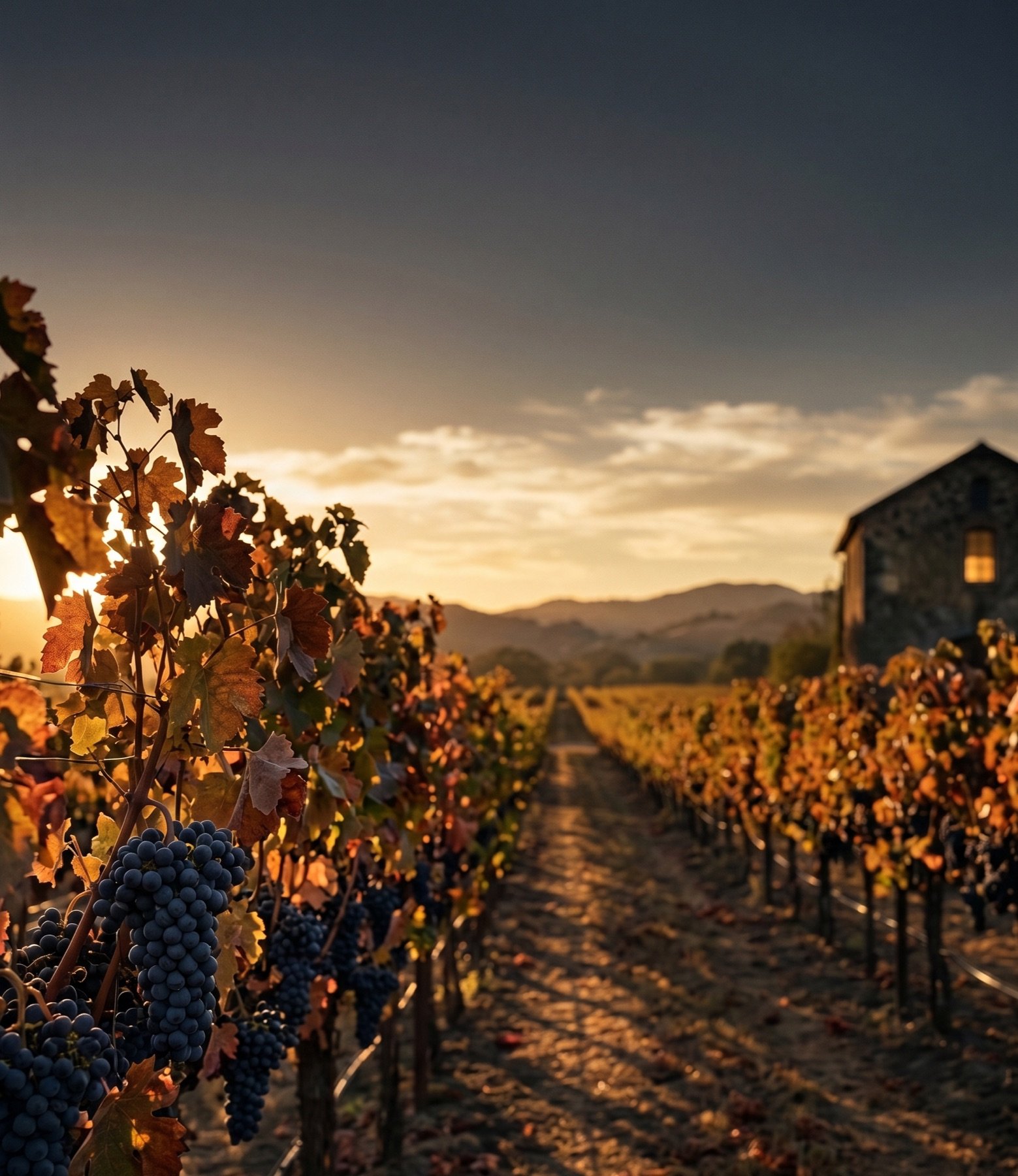 Beringer vineyard at golden hour, Napa Valley
